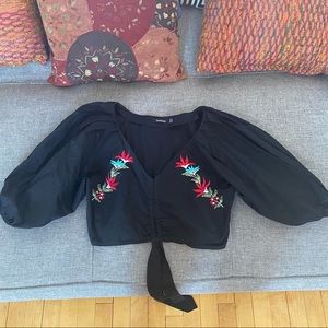 Crop Top with Puffy Sleeves